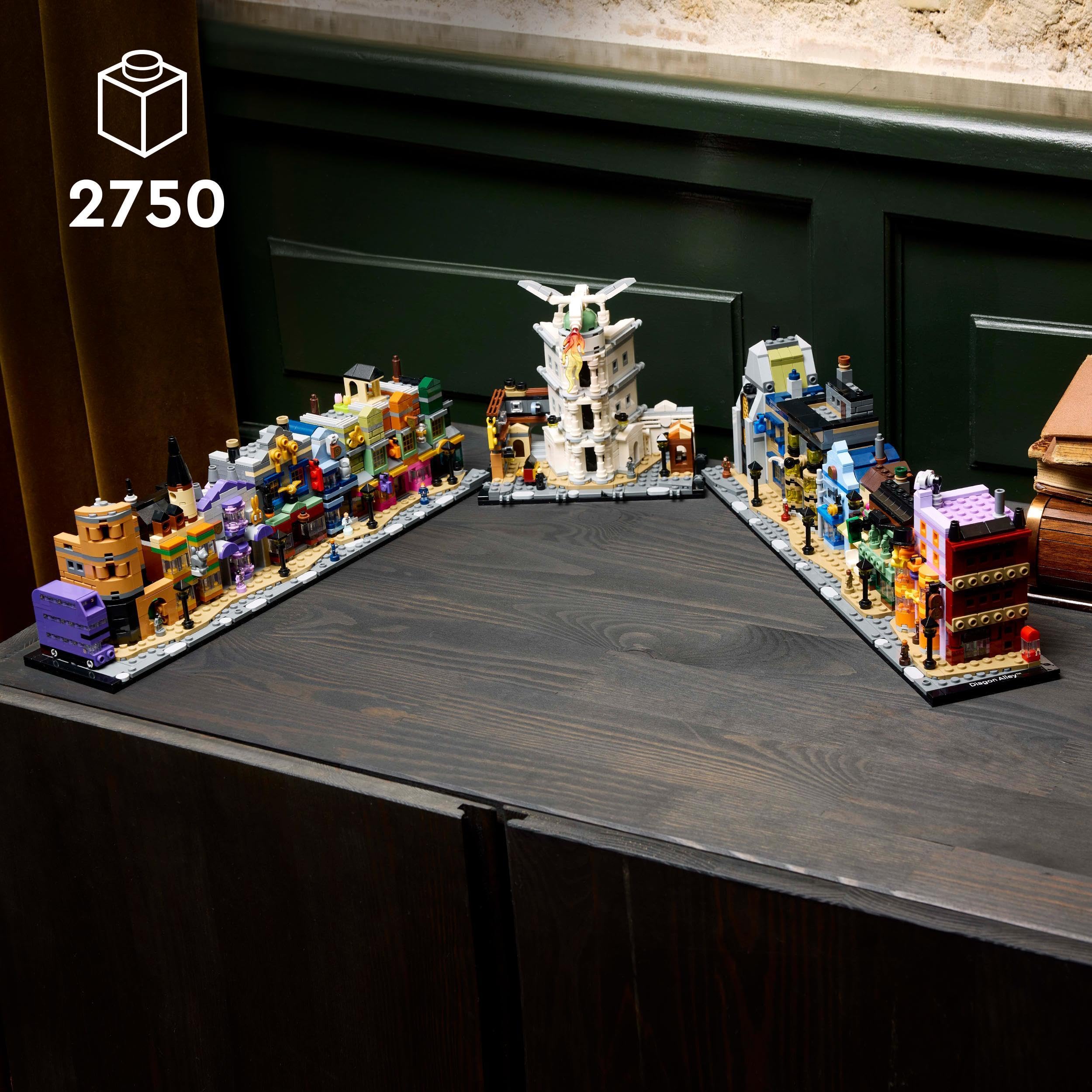 LEGO Harry Potter Diagon Alley Wizarding Shops Building Set for Adults - Collectible Gift for Father's Day - Display Model incl. Microscale Stores & 12 Microfigures 76444