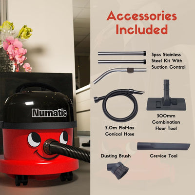 Numatic NRV240-11 Henry Vacuum Cleaner 620W 9L Commercial Dry Red - 3 Years Warranty - 2025 Model -