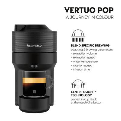 Nespresso ENV90.B Vertuo Pop Automatic Pod coffee machine for Americano, Decaf, Espresso by Magimix in Liquorice Black